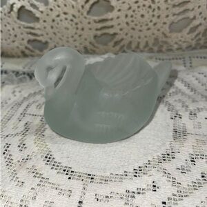 Vintage Frosted Glass Swan Figurine